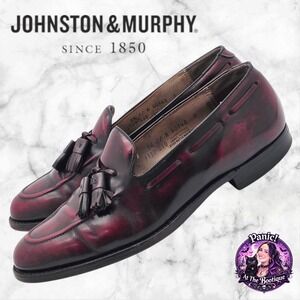 Johnston & Murphy Heritage Vintage Tassel Loafers Mens 9.5 C Oxblood Leather USA